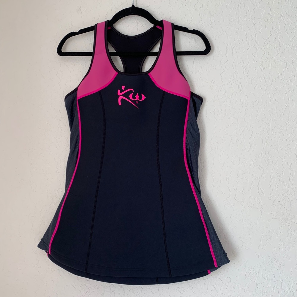 Kutting Weight Sauna Suit Tank Top‎ Women XL Black Pink Sleeveless Neoprene Gym